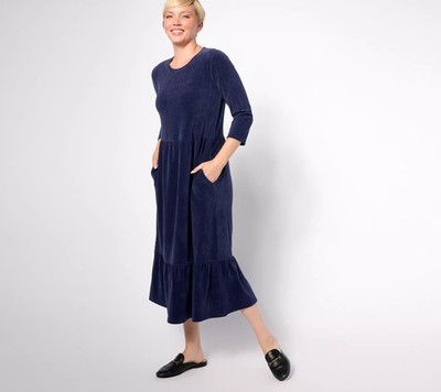 co denim midi dress Denim & Co. Beach Jersey Regular Midi Dress with Pockets