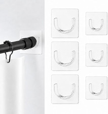 Shower Curtain Rod Holder, SUPVIB 6 Pack Adhesive Brackets Dual size 3 large 3