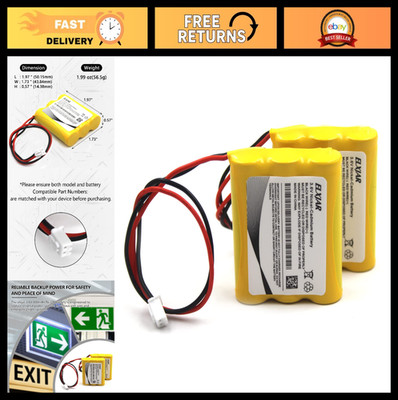 2-Pack 3.6V 800mAh Ni-Cd Rechargeable Battery for Exit Signs & Emergency Lights