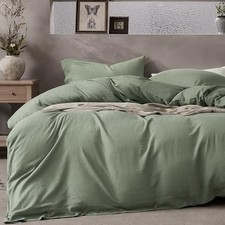 Cotton Duvet Cover Full Size - Sage Green Full 80" 90" 02- Sage Green