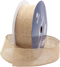 Natural Burlap Jute Wired Fabric Ribbon 2.5" 40 for Floral, Holiday Craft D