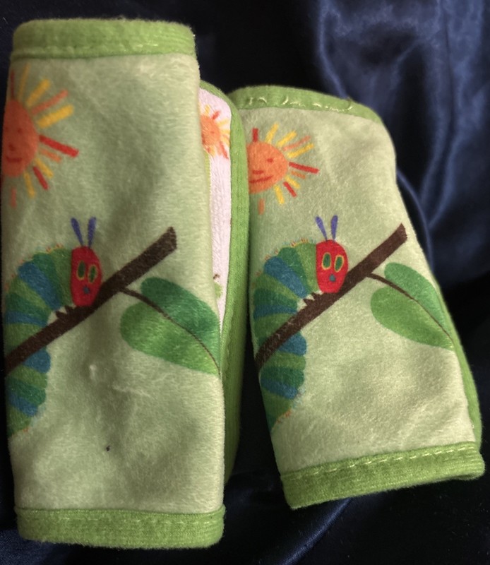 Eric Carle Butterfly Hungry Caterpillar Car Seat Belt Strap Covers Soft Green
