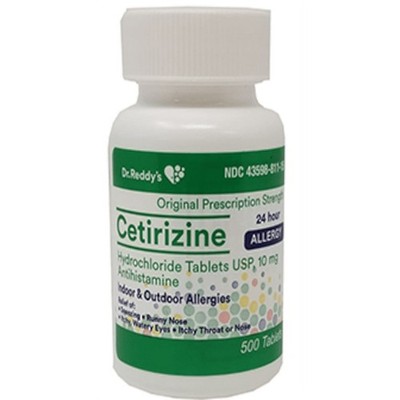 DR. REDDYS Allergy Relief Cetirizine HCL 10mg 500 CT Tablets
