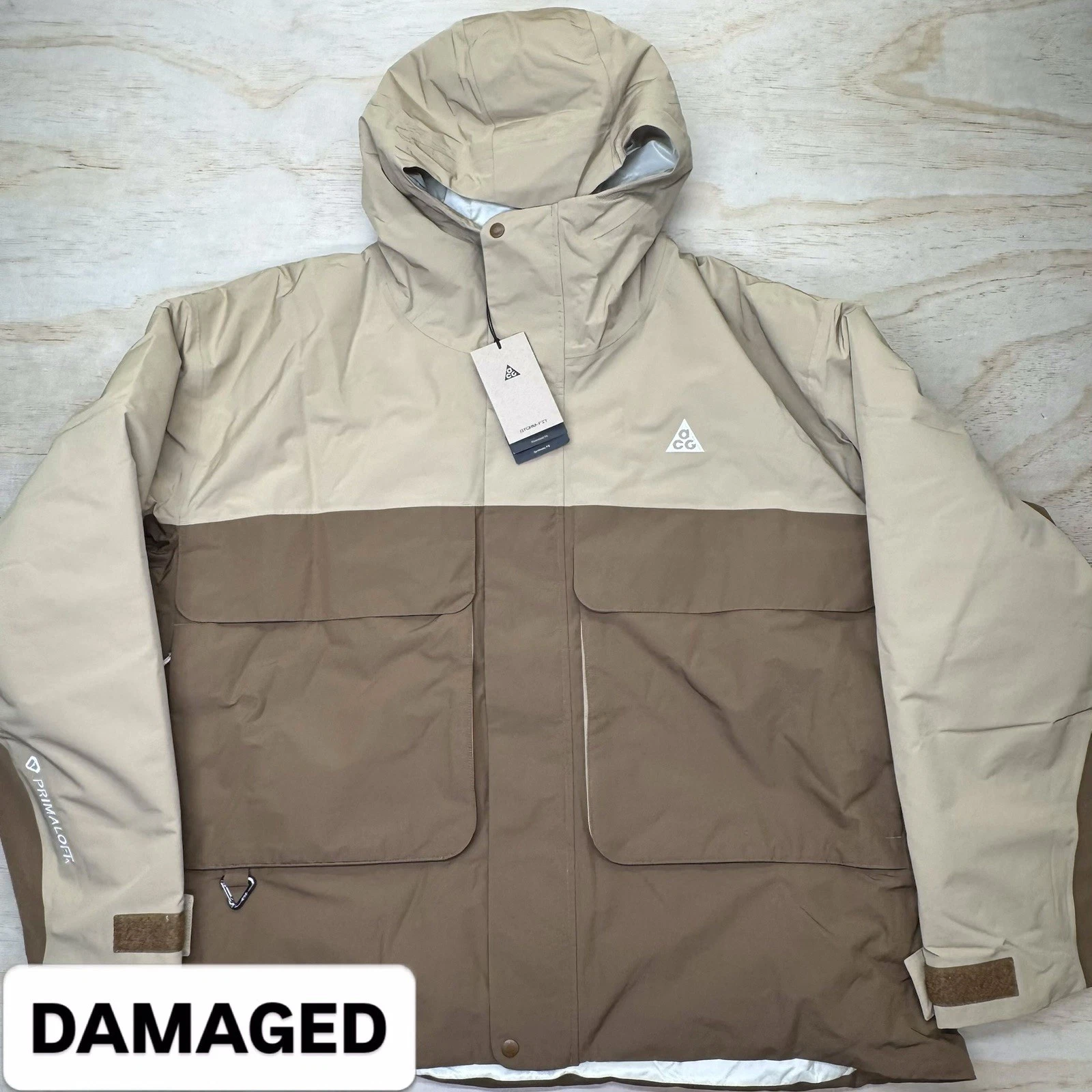 NEW DAMAGED Nike ACG PrimaLoft Skull Peak Storm-FIT Jacket Khaki FV8681-297 2XL
