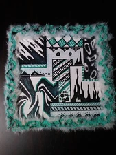 Abstract Painting - Mixed Media Designs - Fur Edge Border - 12 X 12 In. Original