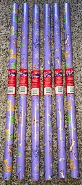 PAPER ART Lot of 6 1997 Land Before Time Gift Wrapping Paper 75 Sq ft Littlefoot NOS New