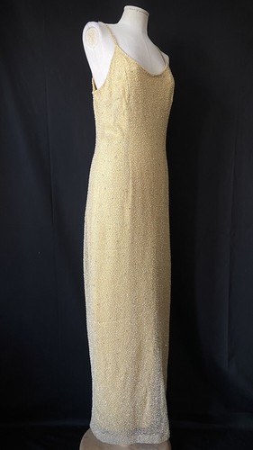 90s vintage gold embellished maxi dress by Gia Scala strappy evening party 10UK - Picture 2 of 9