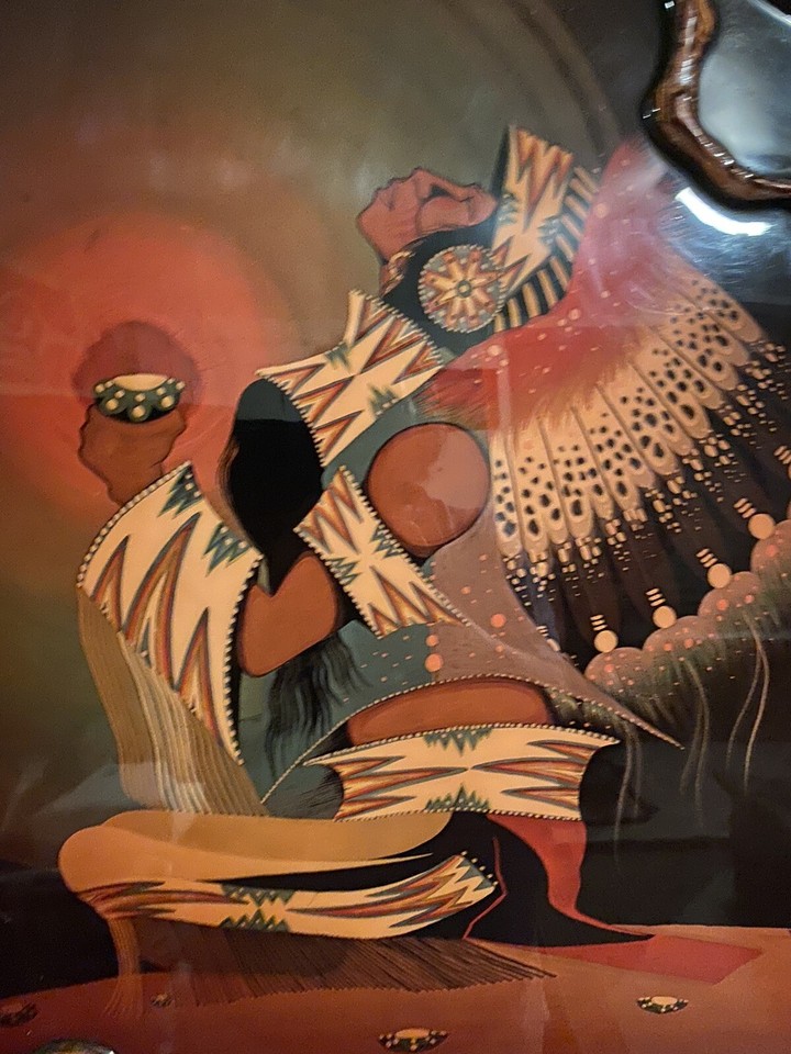 Rance Hood Original American Indian Lithograph Decoupage Solid Wood