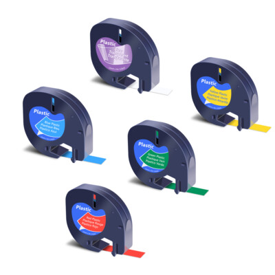 5PK Label Tape for DYMO LetraTag LT100T 16952 91332 91333 91334 91335 12mm