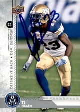 TJ Heath Signed 2018 Upper Deck CFL Football card Toronto Argonauts