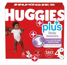 Huggies Little Movers  Baby Diapers, Size 4: 22-37lbs, 180 Count