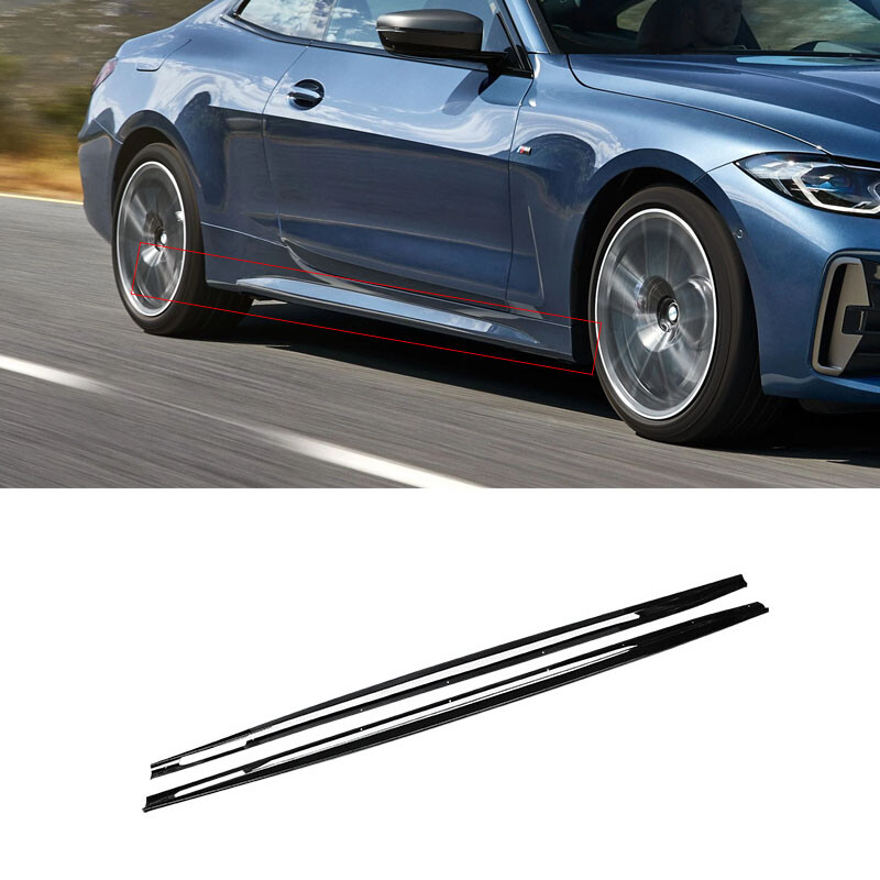 Gloss Black Side Skirt Extension Lips For BMW 4 Series G22 G23 M Sport M440i (2020-2023)