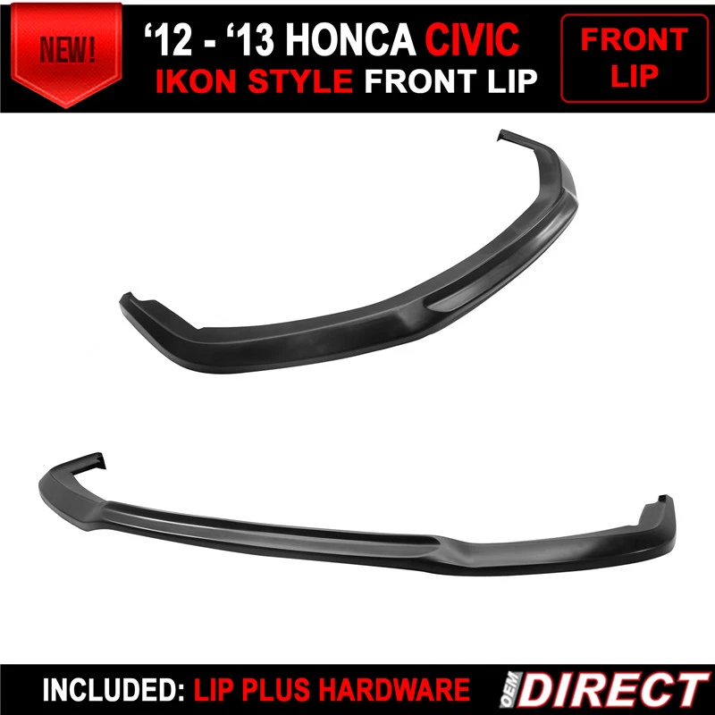 Fits 12-13 Honda Civic 2-Door Coupe Ikon Front Bumper Lip Spoiler Splitter PU — 第 2/4 张图片