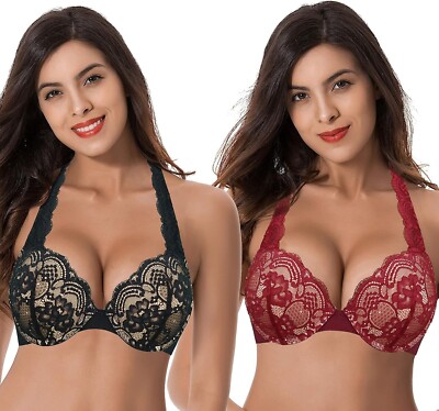 Curve Muse Push-Up Convertible Bra 34B 2-Pack Padded Underwire Multiway Strap