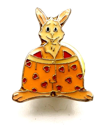 Pin's BD Corner Illustration Animal Lapin dans un Caleçon Jaune à Coeur 18 mm 3g