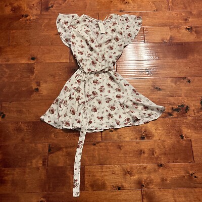 Francesca's Miami Ivory Floral Tie Front Dress NWT $50 Sz Small Boutique