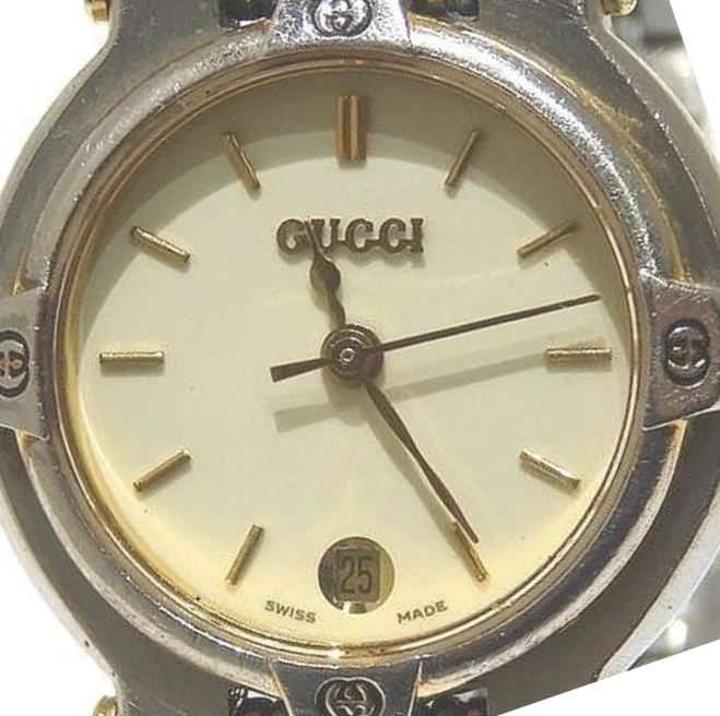 Montre Femme Gucci 9000L Quartz Cadran Doré Ronde Acier Inoxydable Du Japon Occasion