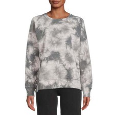 Time Tru Women's Fashion Tie-Dye Raglan Sweatshirt Gray L 12-14