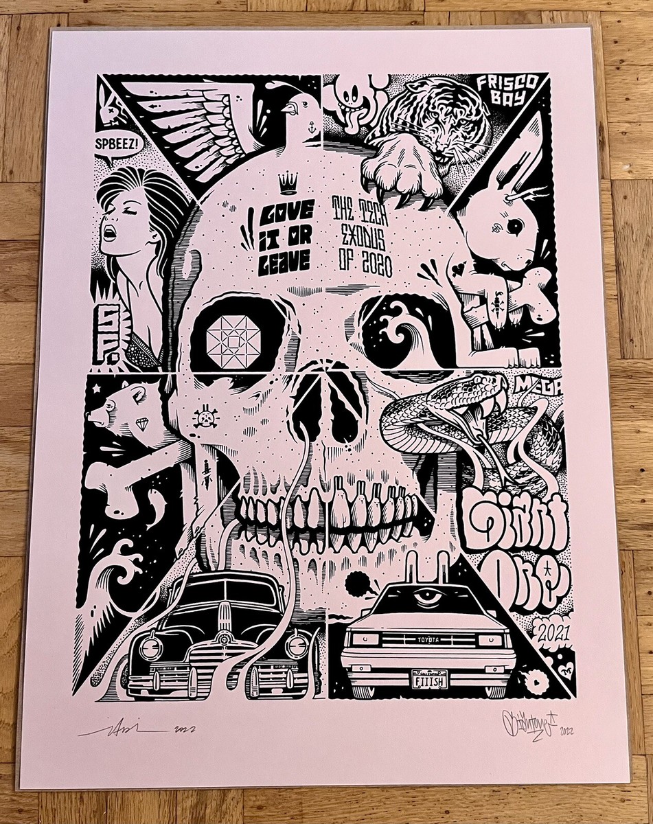 Mike Giant X Jeremy Fish “Love It Or Leave” Signed Print San