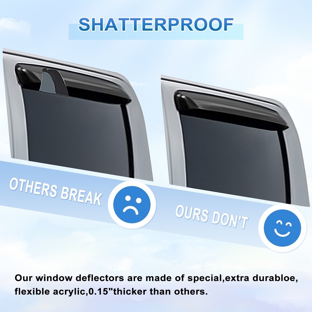 Window Vent Rain Guards For 1995-2000 Chevy Tahoe / GMC Yukon, 92-99 Suburban, 92-00 Sierra - Wind Deflectors - View #3
