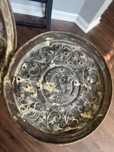 Primitive French? Warrior Copper Bed Warmer w/Handle - Antique As Is 26” Long - Picture 23 of 24
