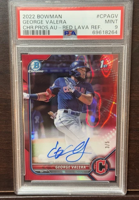 2022 Bowman Chrome George Valera Red Lava 1st Refractor Auto #/5 PSA 9 Mint