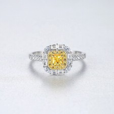 Standard Yellow Princess Cut Citrine Special Women's Engagement Handmade Ring