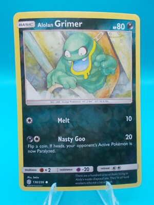 Alolan Grimer 130/236 Sm-Cosmic Eclipse Reverse Pokémon TCG Holo Near Mint/Mint