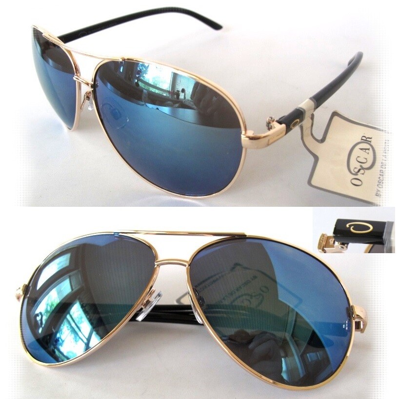 NWT Oscar De La Renta Unisex Sunglasses 3045 Gold/Blue - small defect