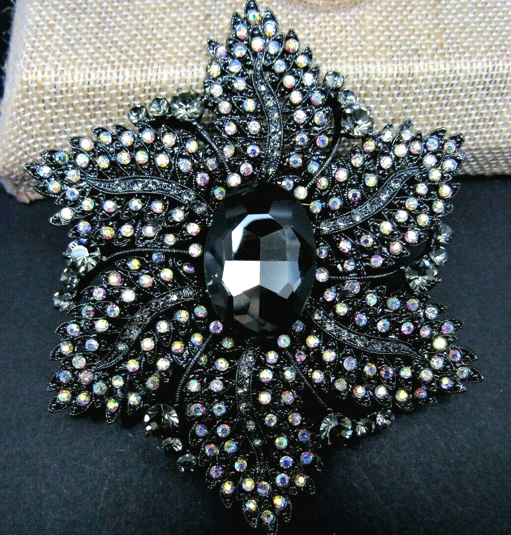 SWAROVSKI SPILLA CRISTALLO JOAN RIVERS STRAVAGANTE AURORA BOREALE SWARVOSKI SPILLA 4" NUOVA CON SCATOLA