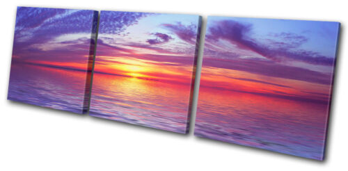 Beautiful Sunset Seascape TREBLE CANVAS WALL ART Picture Print VA 