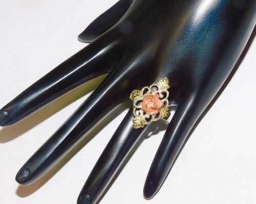 Black Hills Gold Coleman Sterling, 12k Rose Leaves Ring Size 6 1/4 - Picture 8 of 8