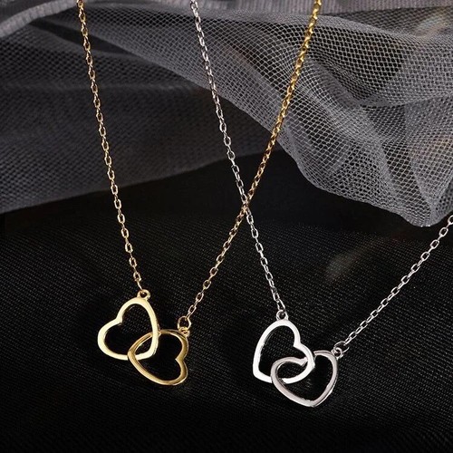 Double Heart Pendant Necklace. - Picture 19 of 19