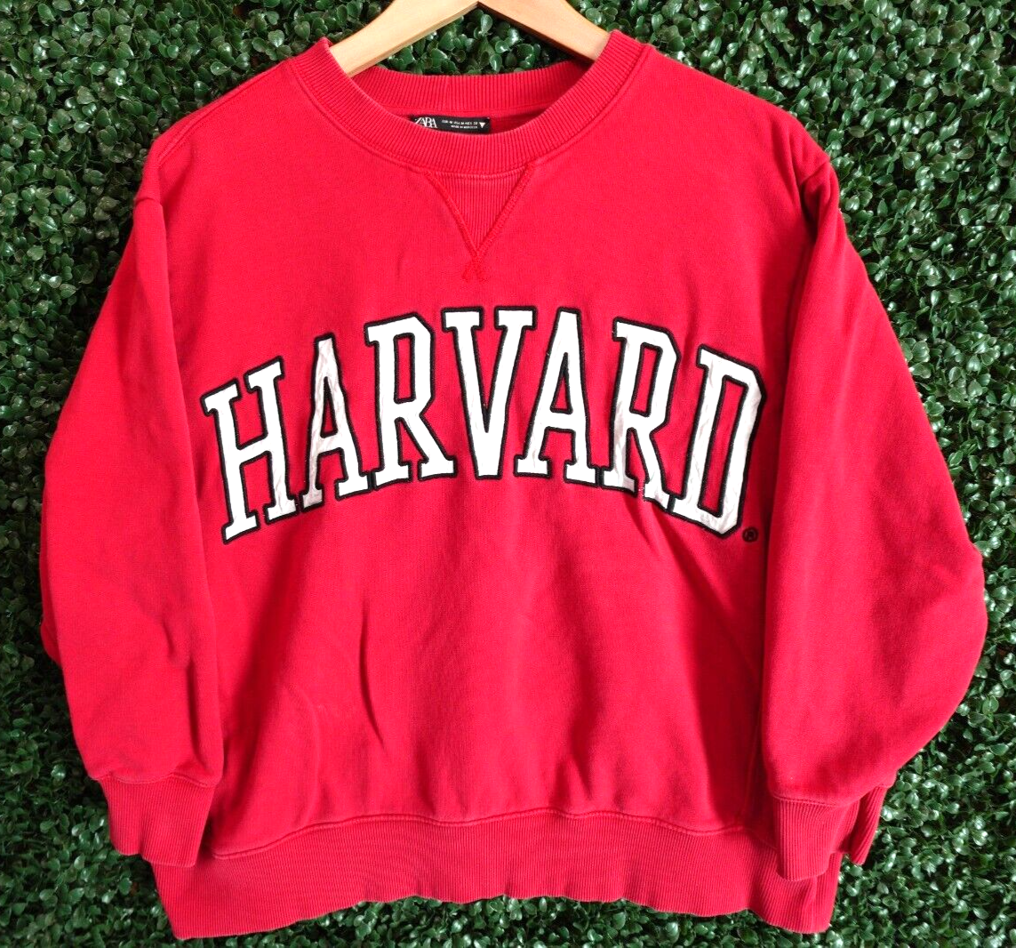 Zara x Harvard University Crewneck Red Sweatshirt Embroidered