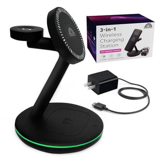 3 in 1 Magnetic Wireless Charging Station Fast Mag-Safe Charging Adapter