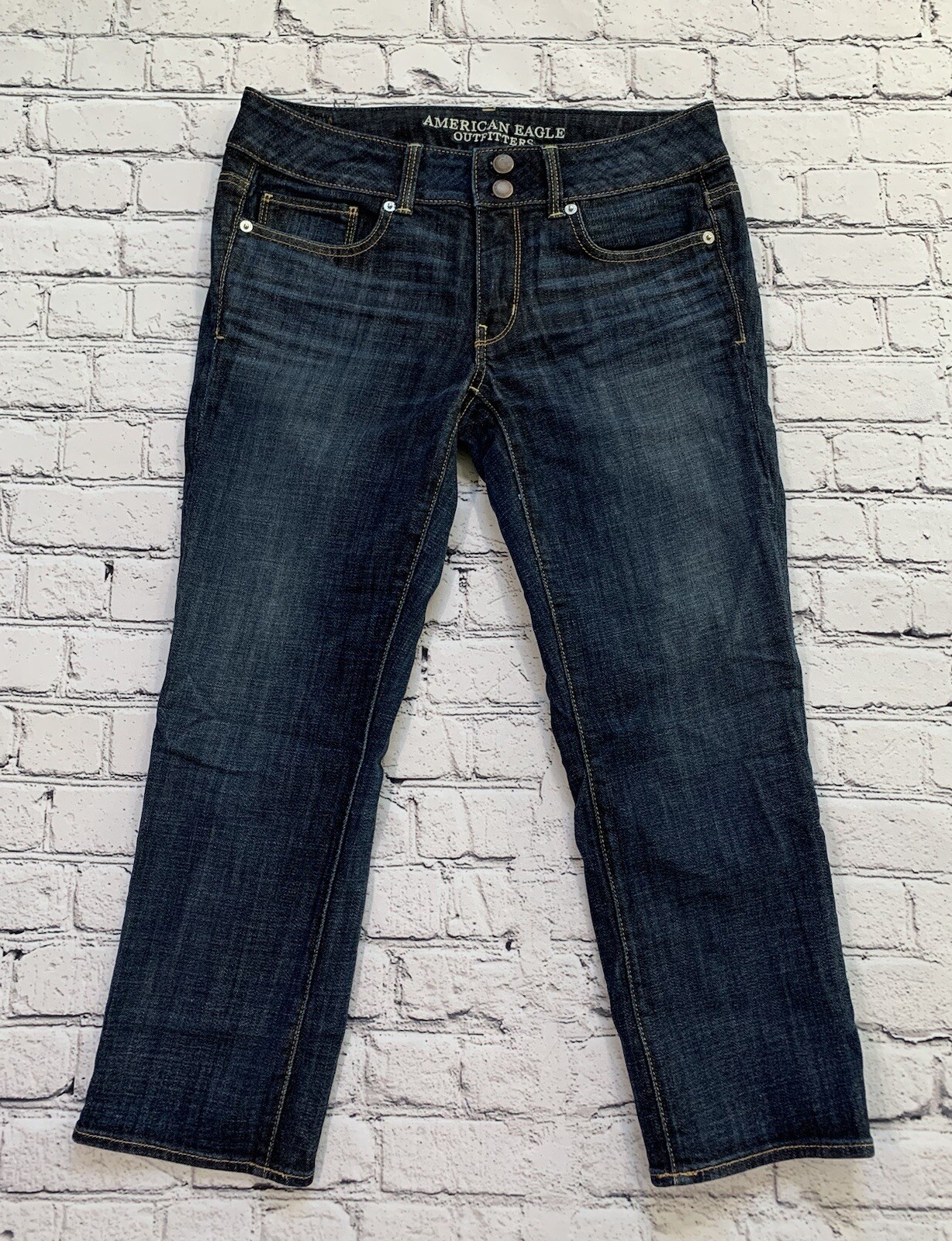 American Eagle Jeans Women's Artist Crop Stretch Denim Dark Blue Size 6