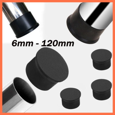 Black Round Rubber Chair Table Feet Furniture End Cover Caps 6mm - 120mm