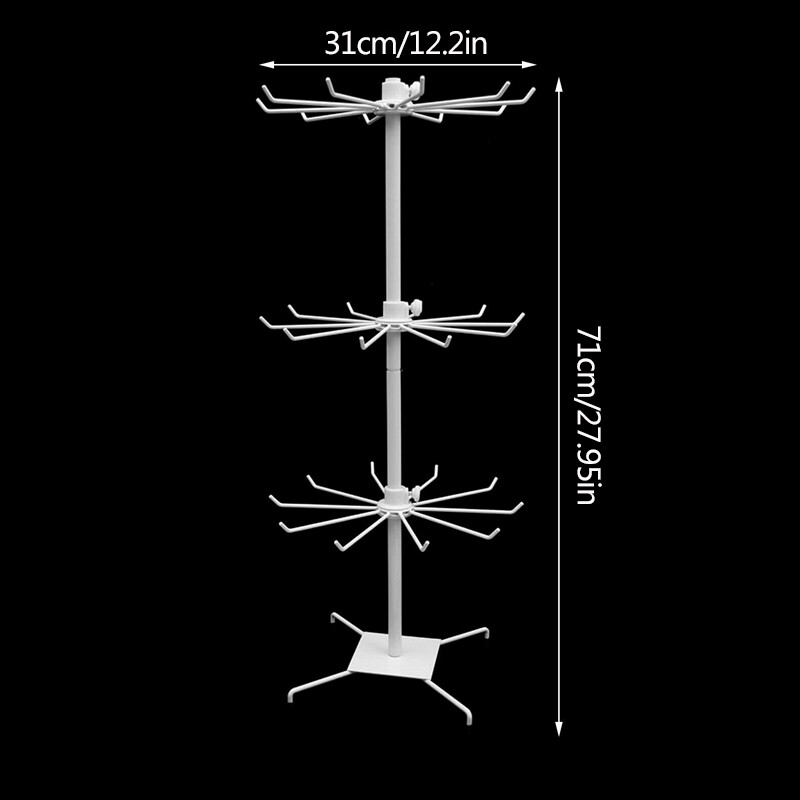 3Tier Jewelry Display Stand Rotating Revolving Keyring Metal Rack