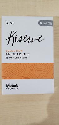 D'Addario Organics Reserve Evolution Bb Clarinet 10 Unfiled Reeds 3.5+