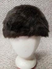Vintage Womens Ladies Hat, brown faux fur, made in England