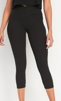 Old Navy Extra High-waisted Crossover Rib-knit 7/8 Length Leggings Black XXL NWT