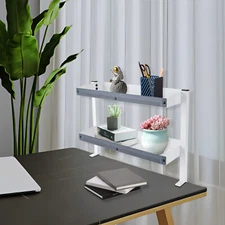 Desk Organizer Shelf, Clamp-on Desk Storage Shelves Desktop or Under-Desk
