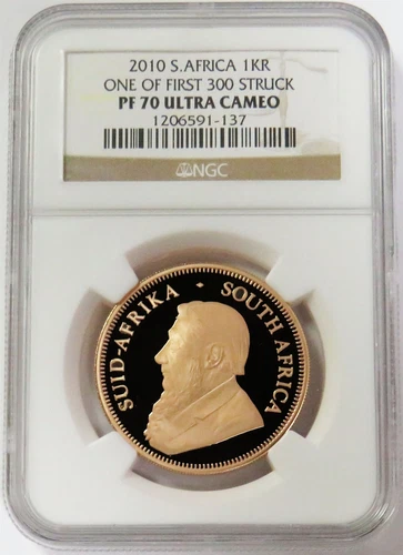 2010 GOLD SOUTH AFRICA 1oz KRUGERRAND NGC PF 70 ULTRA CAMEO