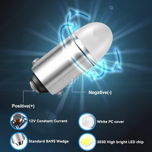 10x BA9S BAYONET WHITE LED LIGHT BULB SMD 2835 PARKER CAR GLOBE INTERIOR LED 12V - Picture 5 of 9
