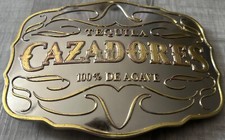 Cazadores Tequila 100  De Agave Belt Buckle Large Silver/gold