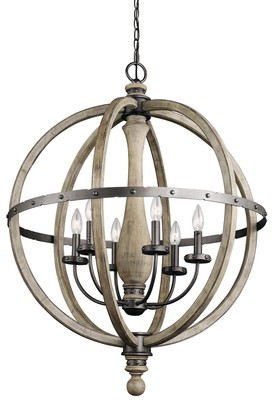 Kichler 43327DAG Evan 6-Light Chandelier 1 Tier Large in Distressed Antique Gray
