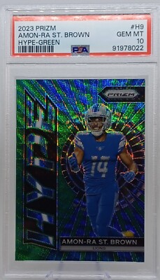2023 PRIZM AMON-RA ST. BROWN HYPE GREEN #H-9 PSA 10 | eBay