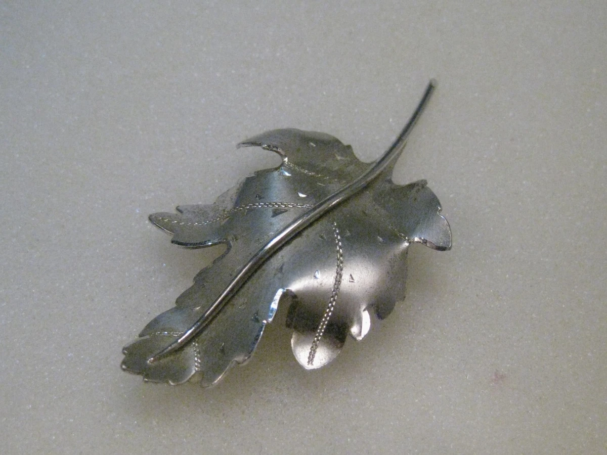 Silver cheap leaf brooch