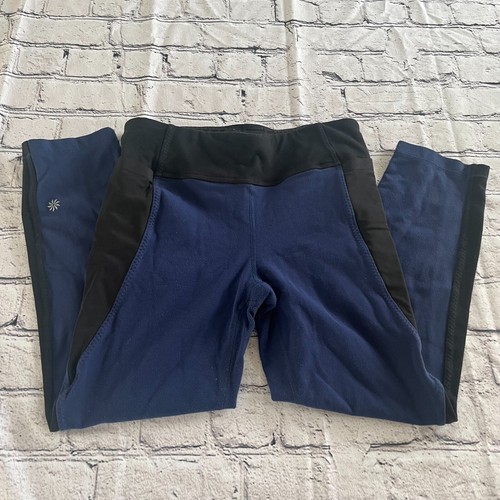 Athleta Girl Black Blue High Rise Crop Leggings Size 14/ XL - Picture 3 of 4