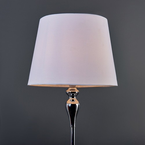 Tall Standard Floor Lamp Living Room Standing Light Chrome Tapered Fabric Shade - Picture 63 of 67